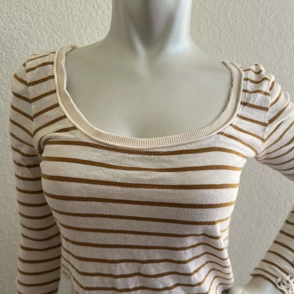 Free People Mustard Tuscaloosa Hard Candy Henley with Beaded Crocheted Cuffs